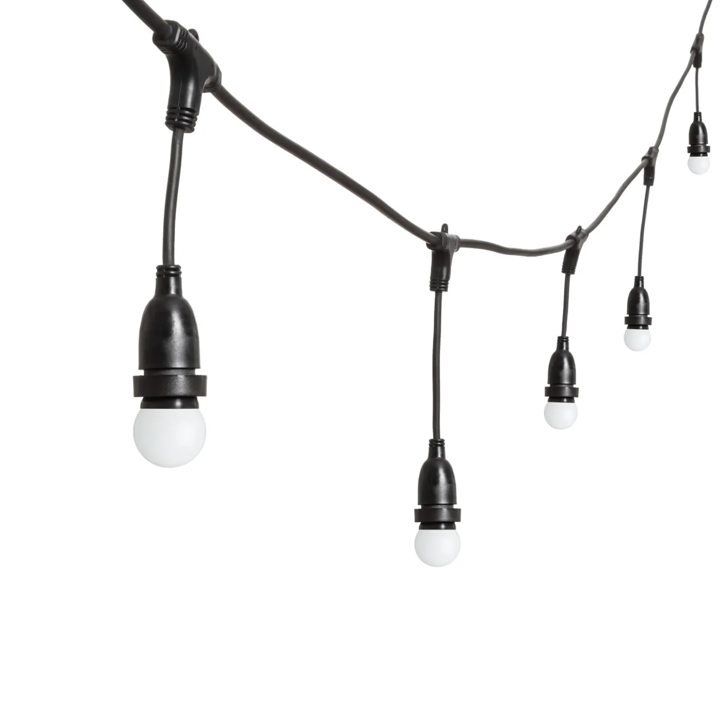 Catena 5 m, 8 lampadine led pendenti globo Ø 45 mm di 1,2 Watt, h 30 cm, prolungabile