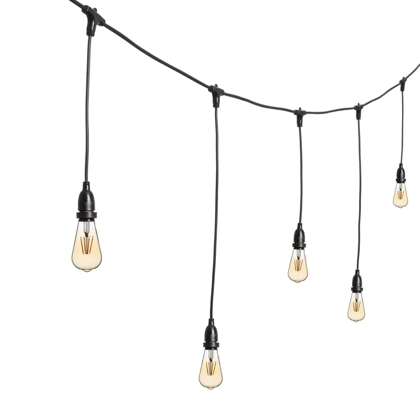 Catena 5 m, 8 lampadine led pendenti Edison Ø 64 mm di 4 watt dimmerabili, h 70 cm, prolungabile