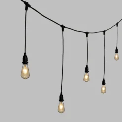Catena 5 m, 8 lampadine led pendenti Edison Ø 64 mm di 4 watt dimmerabili, h 70 cm, prolungabile