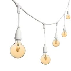 Catena 5 m, 8 lampadine led pendenti globo Ø 95 mm 8 Watt dimmerabili, h 30 cm, prolungabile