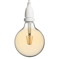 Catena 5 m, 8 lampadine led pendenti globo Ø 125 mm di 4 Watt, h 70 cm, prolungabile