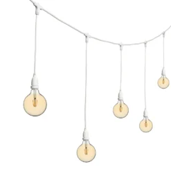 Catena 5 m, 8 lampadine led pendenti globo Ø 125 mm di 4 Watt, h 70 cm, prolungabile