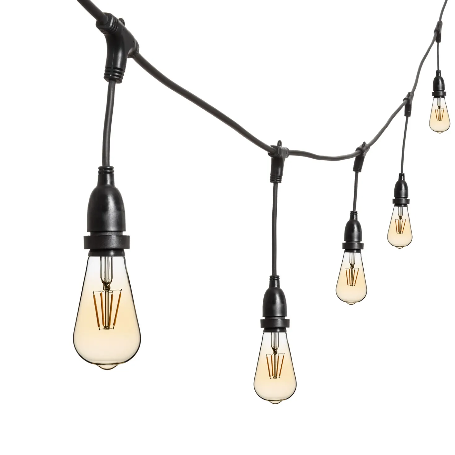 Catena 5 m, 8 lampadine led pendenti Edison Ø 64 mm di 4 watt dimmerabili, h 30 cm, prolungabile