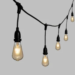 Catena 5 m, 8 lampadine led pendenti Edison Ø 64 mm di 4 watt dimmerabili, h 30 cm, prolungabile