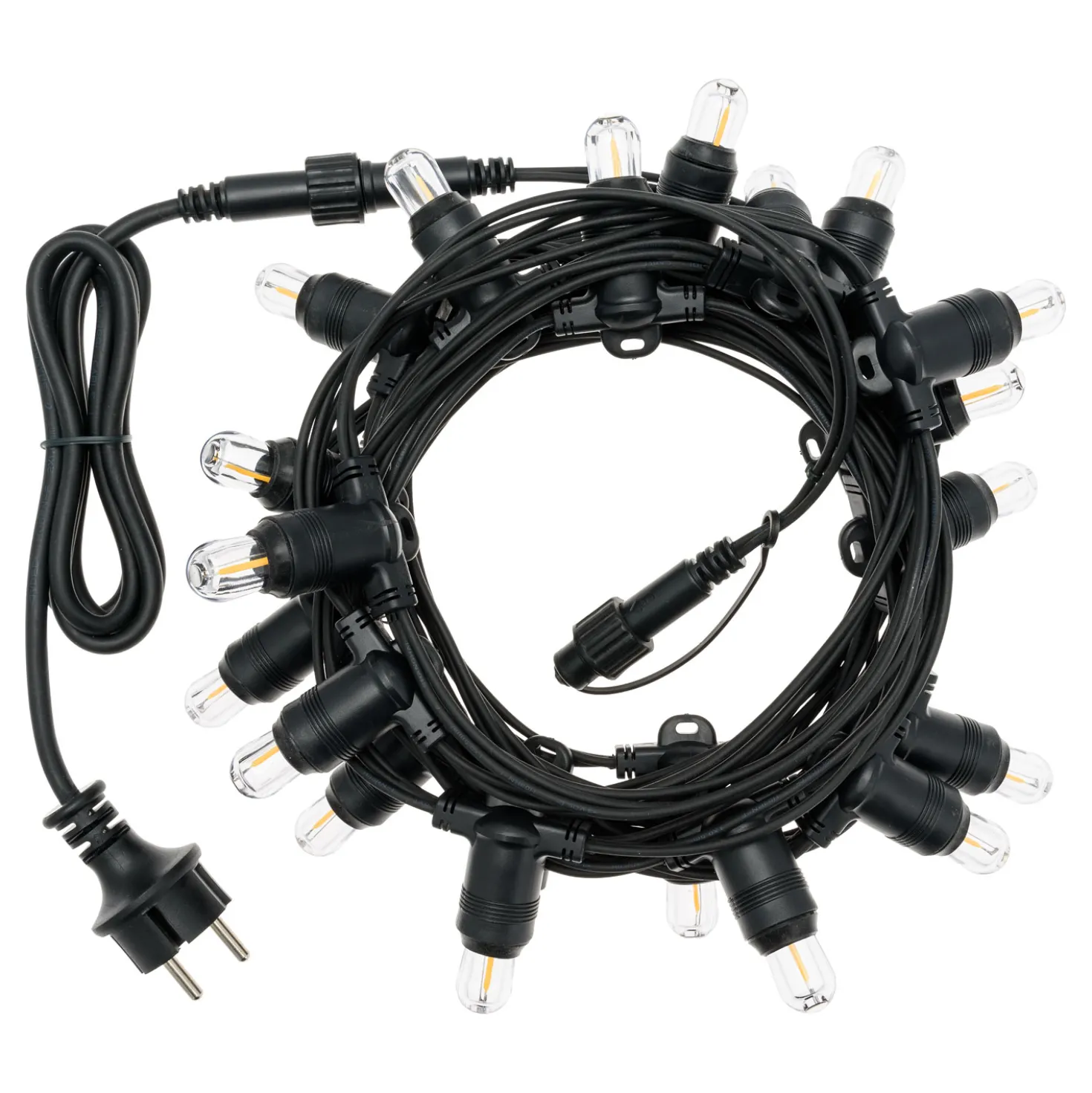 Catena 6 m, 20 lampadine Ø 18 mm, filament led bianco caldo, prolungabile