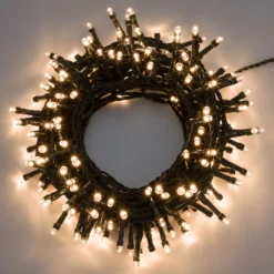 Catena 8 m, 200 led bianco caldo, cavo verde