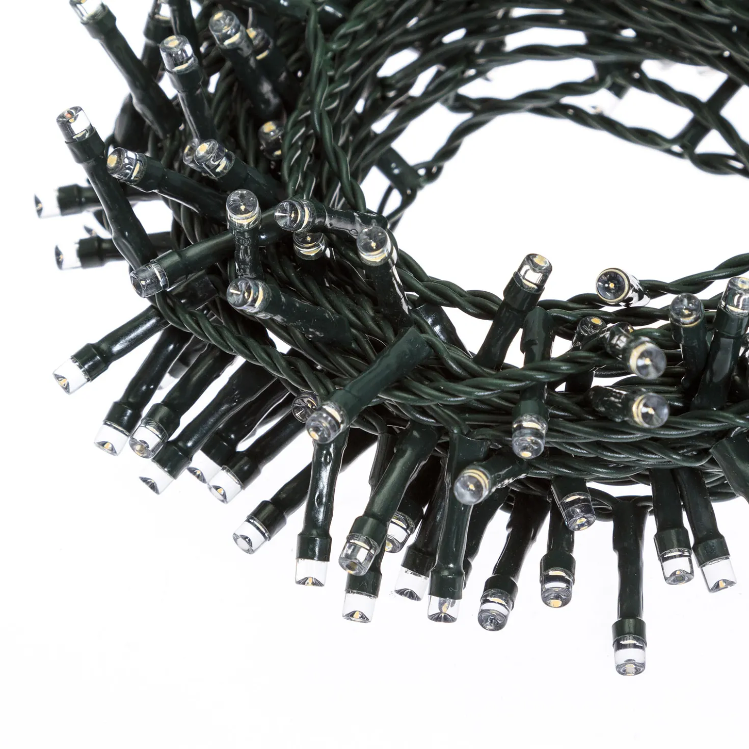 Catena 8 m, 200 led bianco caldo, cavo verde