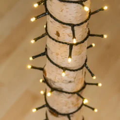 Catena 8 m, 200 led bianco caldo, cavo verde
