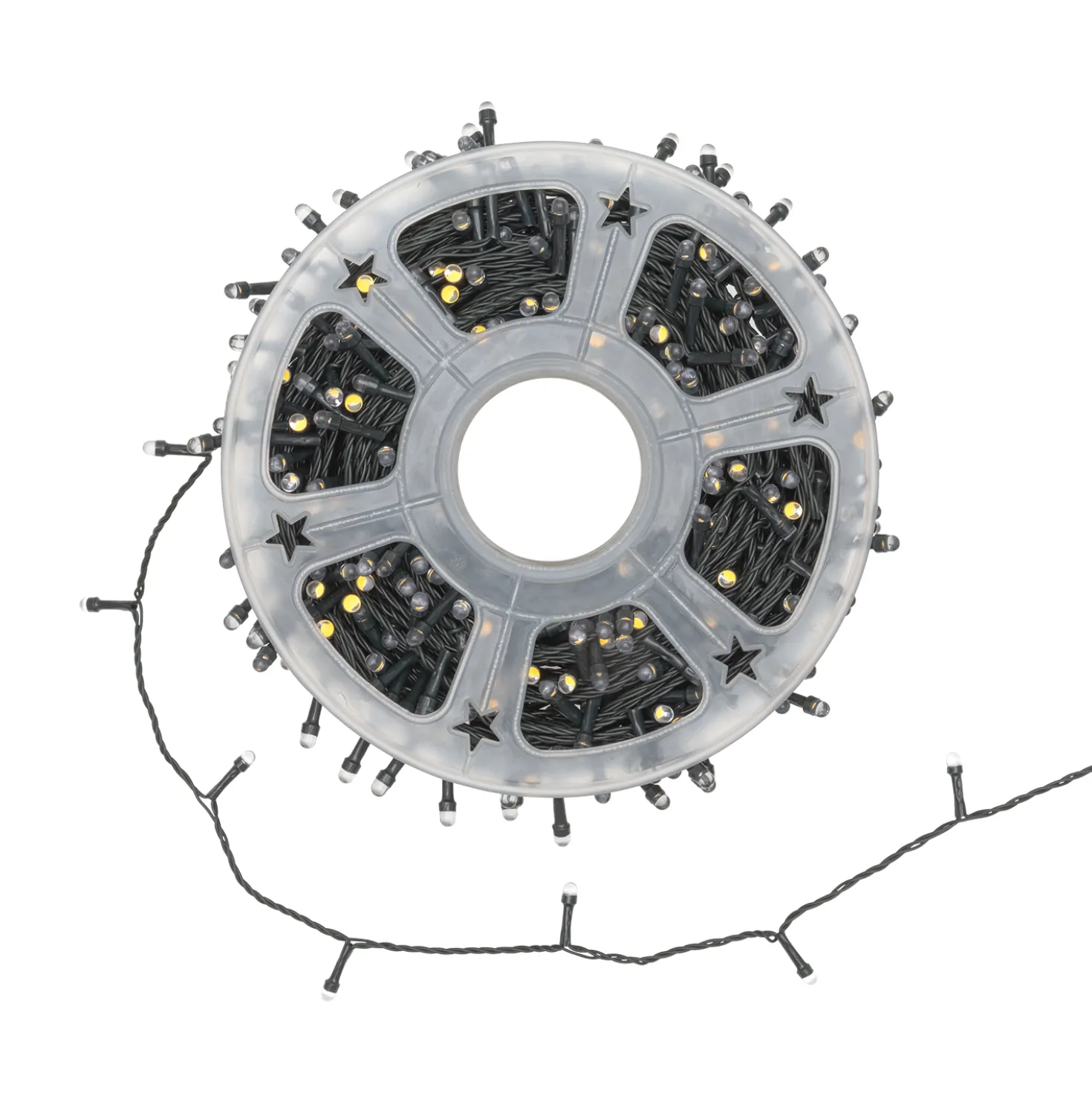 Catena 50 m, 500 led Convex Ø 6.8 mm, bianco caldo, cavo verde