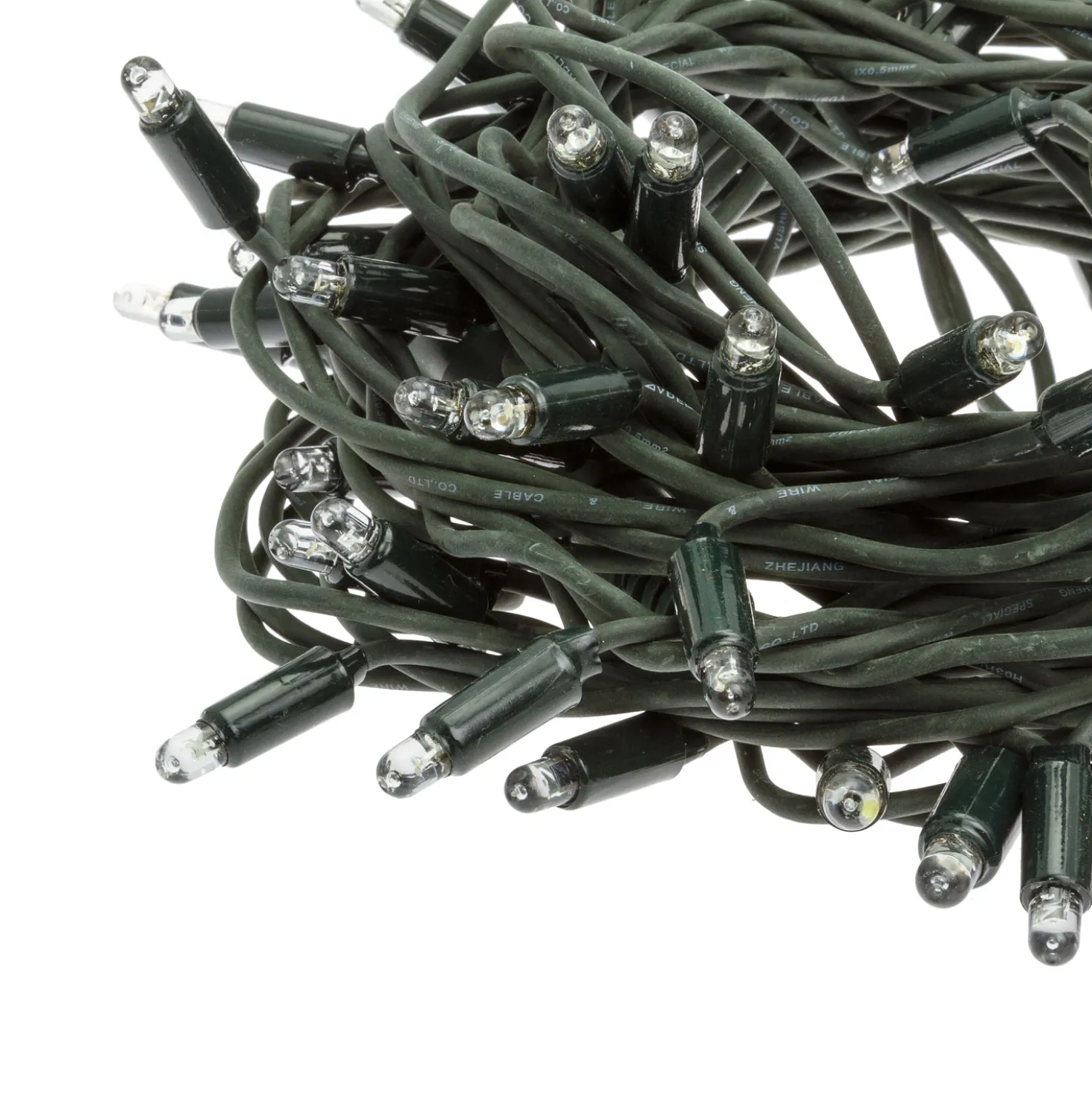 Catena 20 m, 200 maxiled bianco caldo e bianco freddo, cavo verde, prolungabile, IP67
