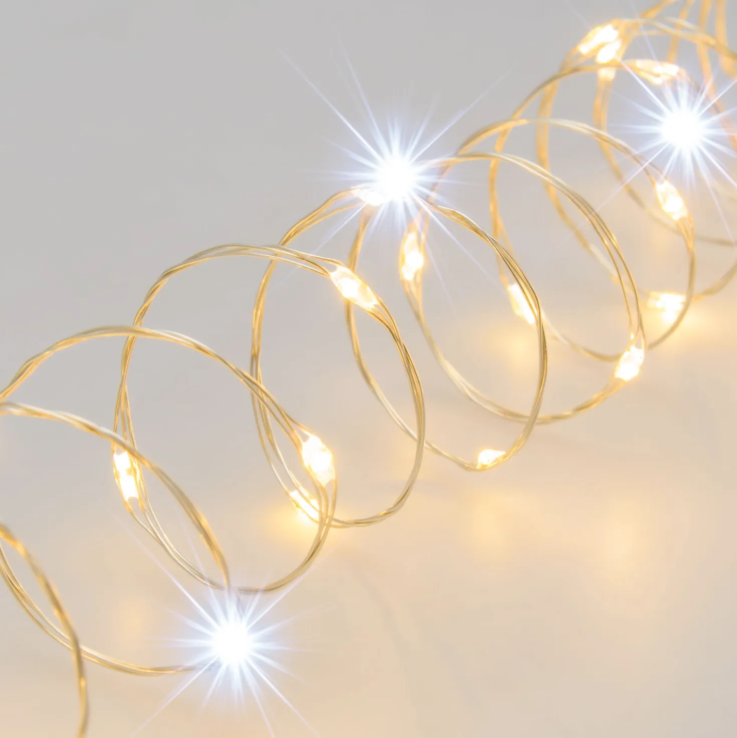 Catena 20 m, 400 microled bianco caldo e bianco freddo, cavo metal argento