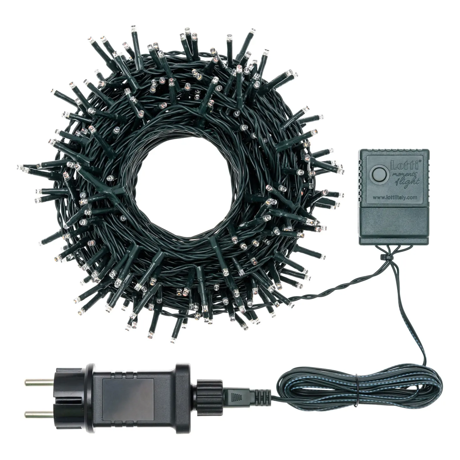 Catena 17,3 m, 240 miniled bianco caldo, cavo verde