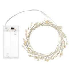 Catena Nastro di Luce a batteria 1,2 m, 60 microled bianco caldo, cavo argento