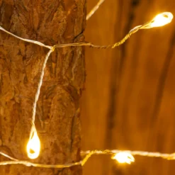 Catena Nastro di Luce a batteria 0,9 m, 45 microled bianco caldo, cavo argento