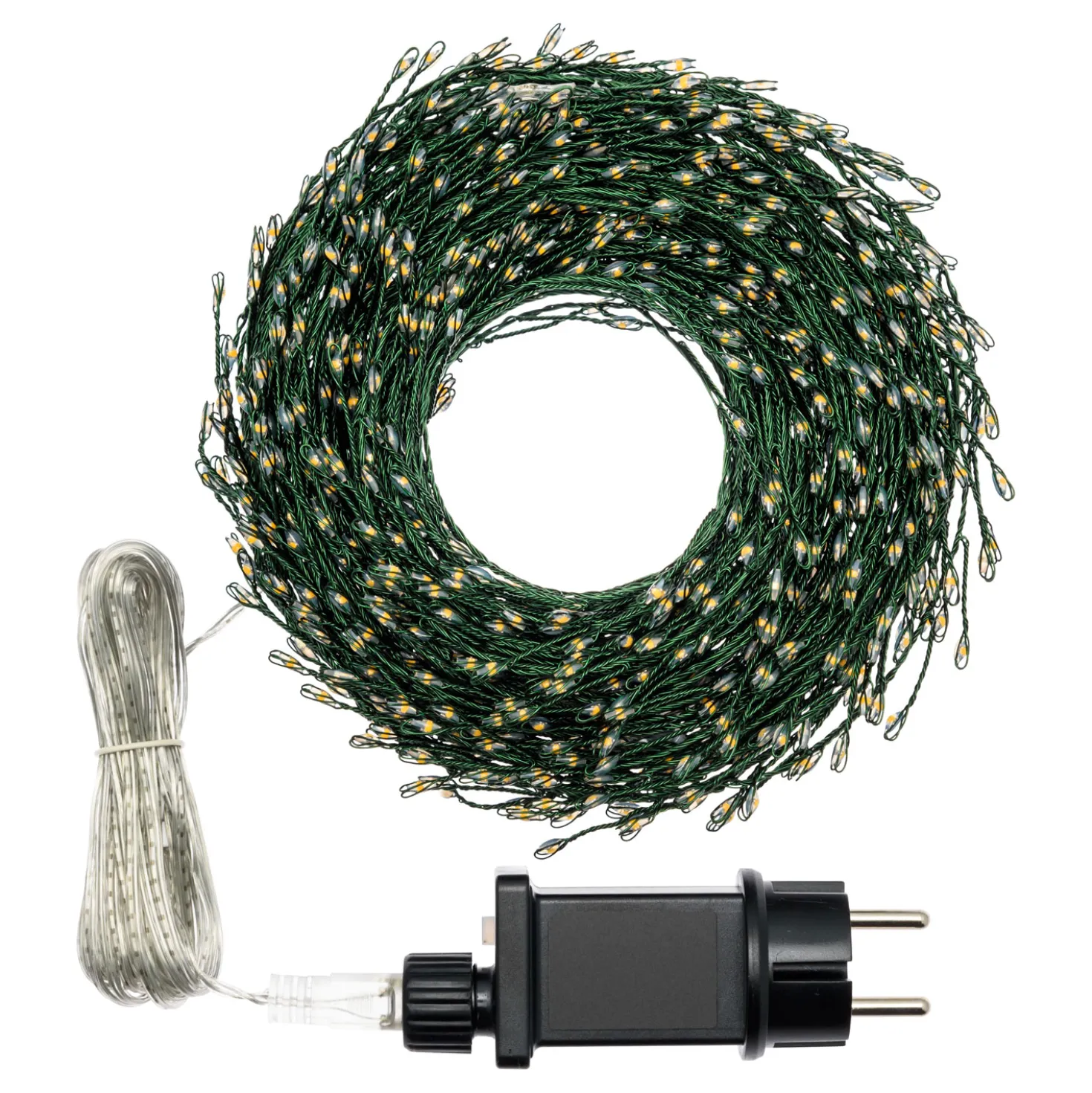 Catena Nastro di Luce 20 m, 1000 Micro led bianco caldo e freddo, cavo verde