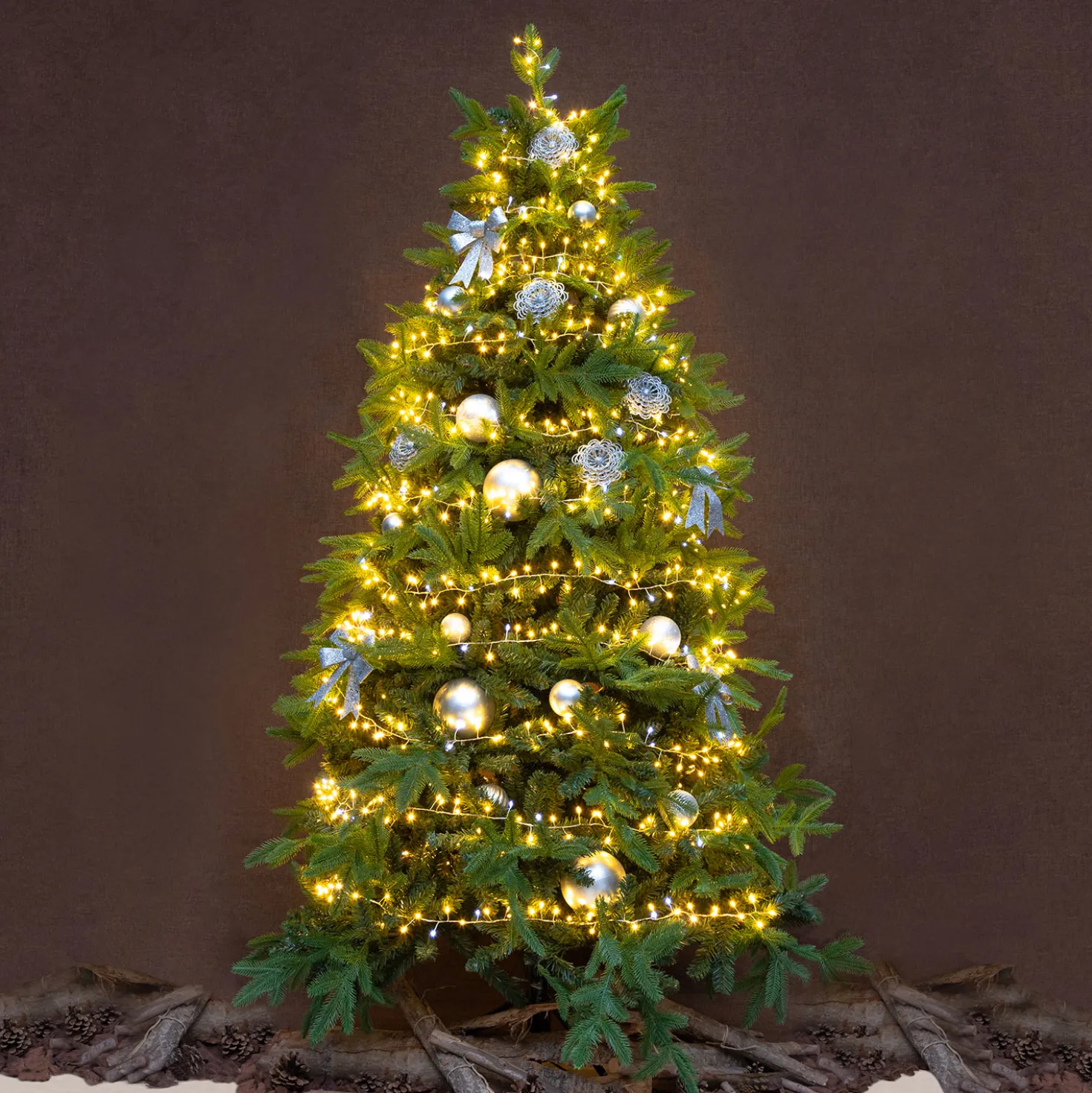 Catena Nastro di Luce 20 m, 1000 Micro led bianco caldo e freddo, cavo argento
