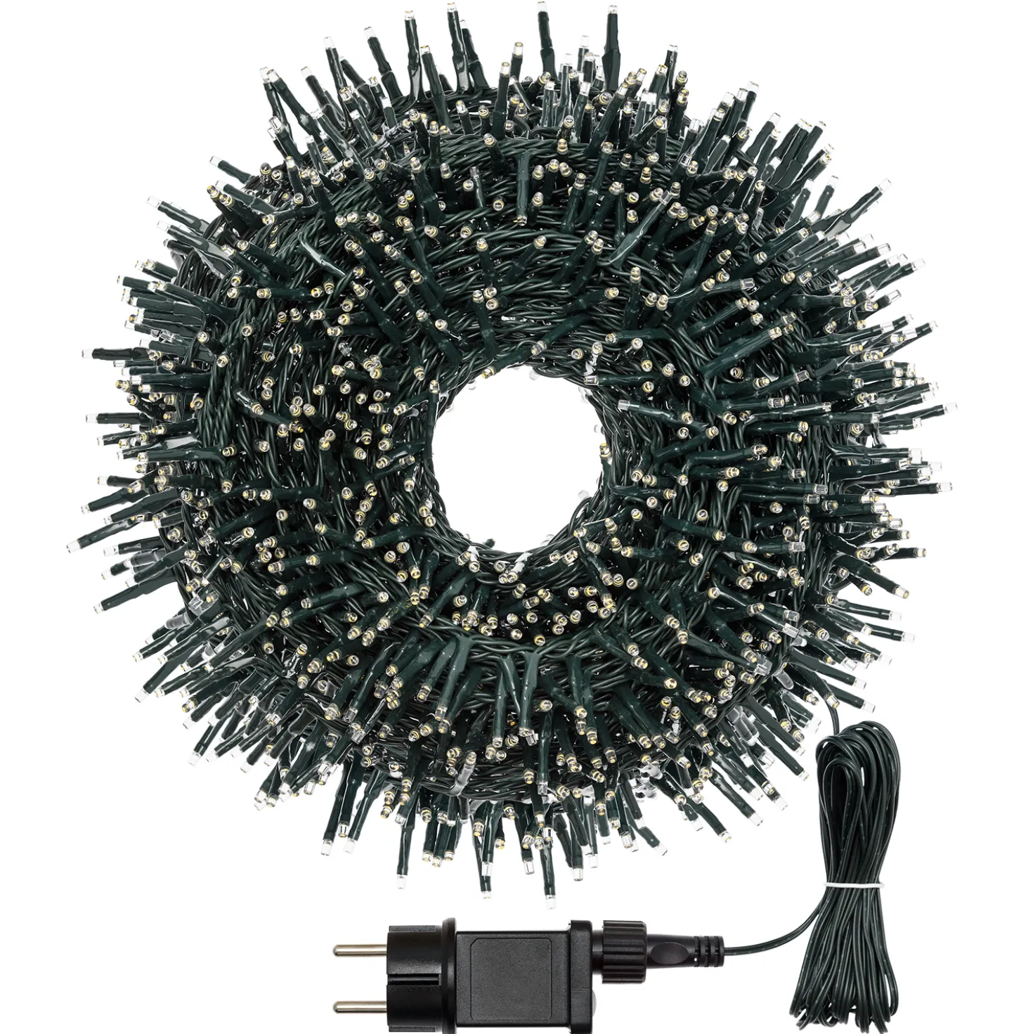 Catena Nastro di luce 40 m, 2000 miniled bianco caldo, cavo verde