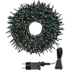 Catena Nastro di luce 20 m, 1000 miniled bianco caldo, cavo verde