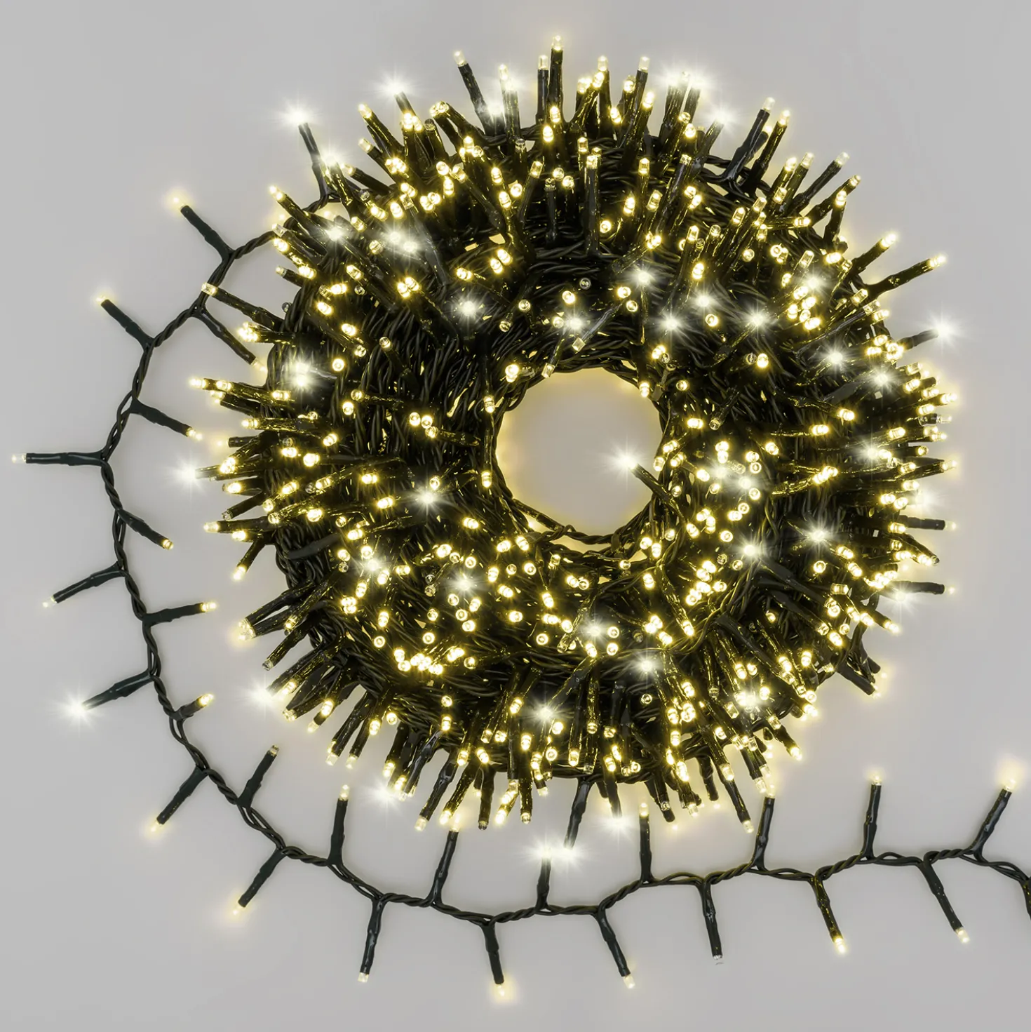 Catena Nastro di luce 20 m, 1000 miniled bianco caldo, cavo verde