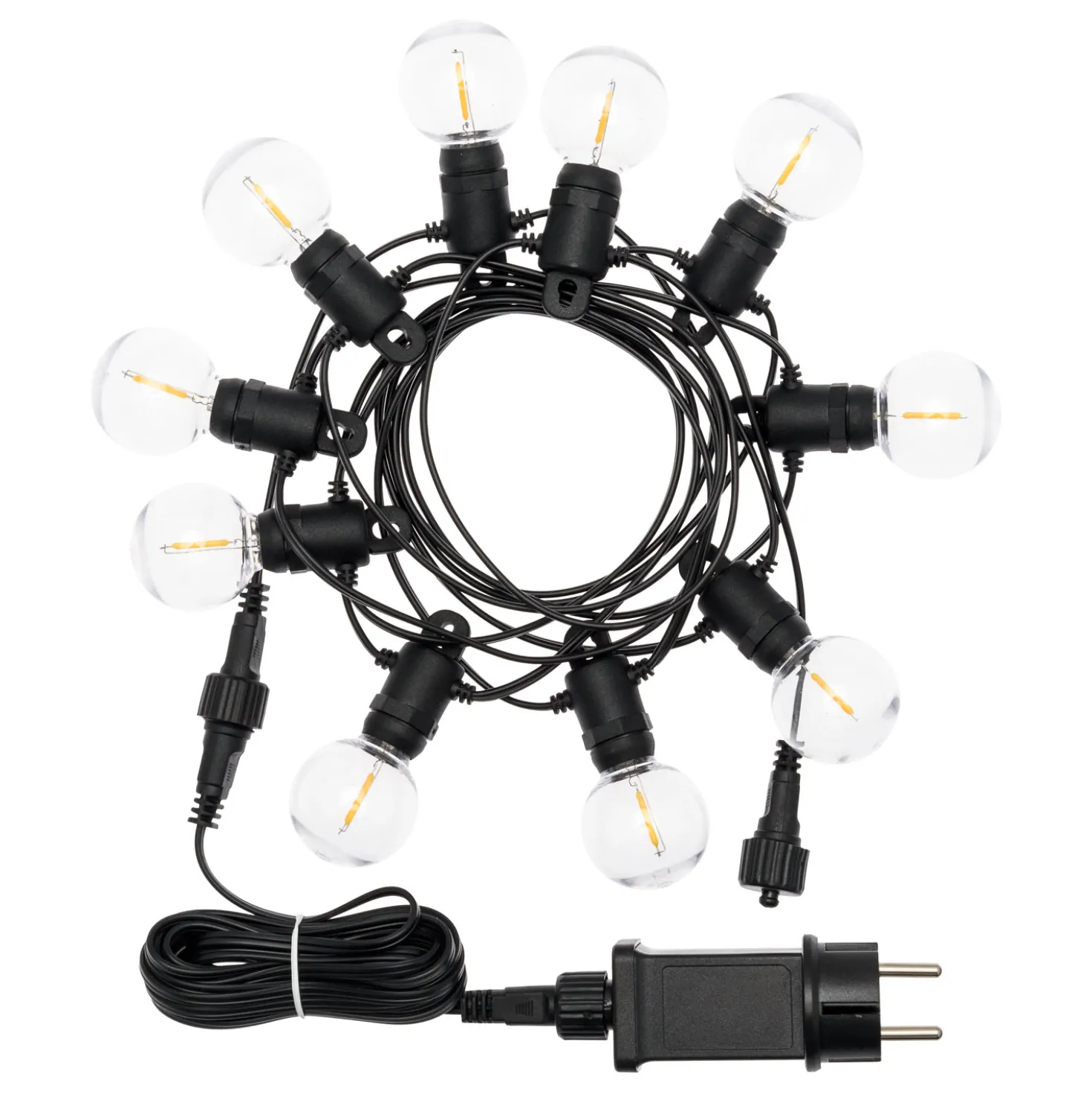 Catena Party light 20 m, 50 lampadine trasparenti Ø 40 mm, led bianco caldo