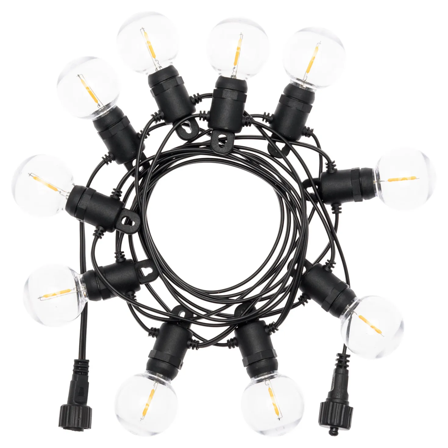 Catena Party light 20 m, 50 lampadine trasparenti Ø 40 mm, led bianco caldo