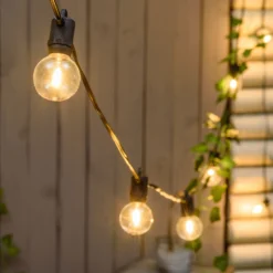Catena Party light 20 m, 50 lampadine trasparenti Ø 40 mm, led bianco caldo