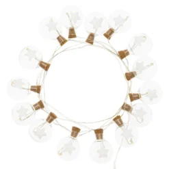 Catena 15 sfere Ø 25 mm con stelle, bianco caldo