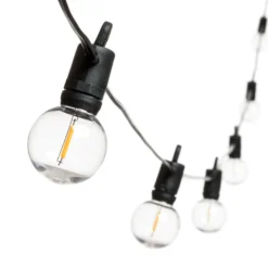 Catena solare di 5 m, 12 lampadine trasparenti Ø 40 mm, led bianco caldo