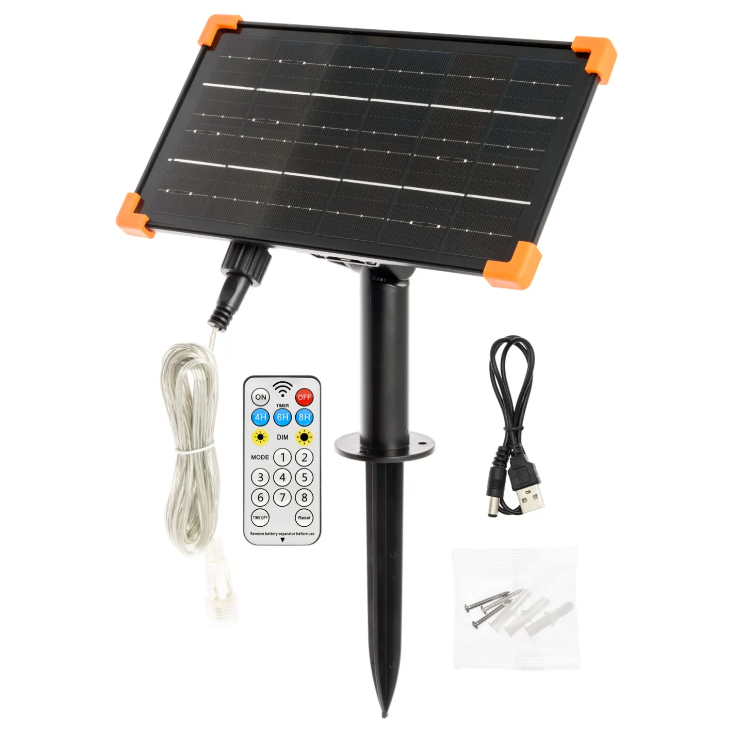 Catena solare 60 m, 1200 miniled bianco caldo, cavo verde, Power Bank con ricarica USB