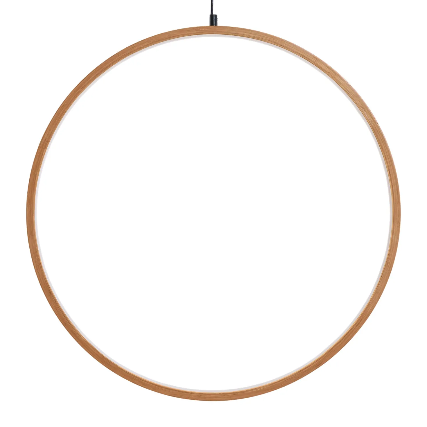 Cerchio in legno naturale, 57 cm, led bianco caldo, uso interno