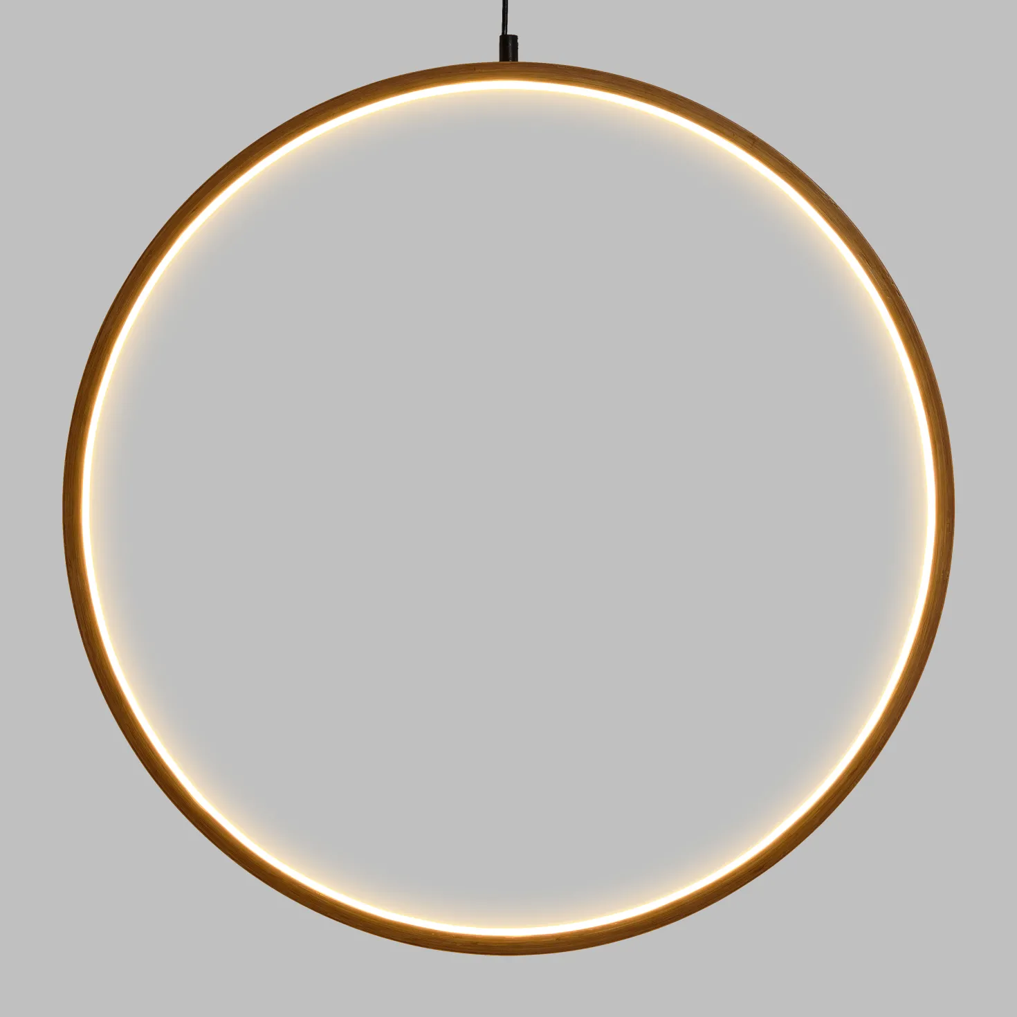 Cerchio in legno naturale, 57 cm, led bianco caldo, uso interno