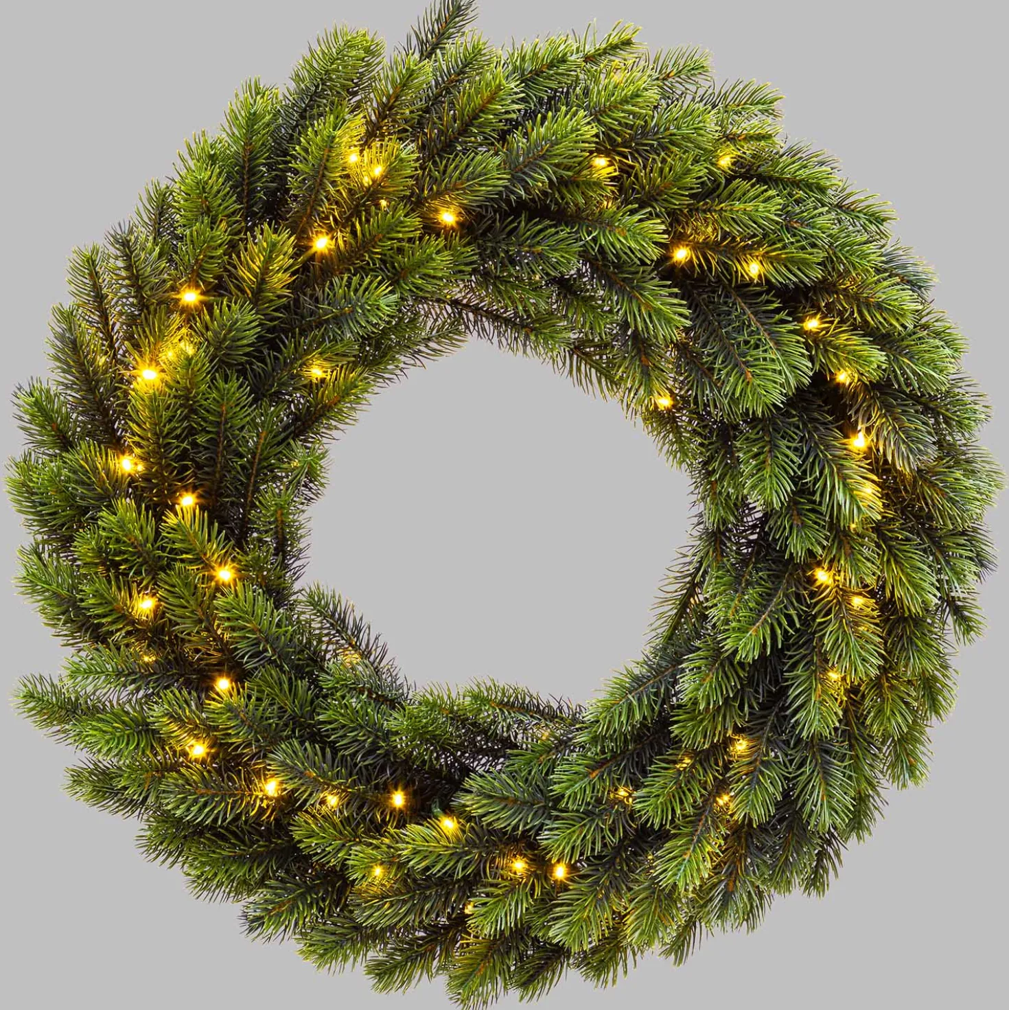 Corona Alpino in finto pino a batteria Ø 60 cm, 80 led integrati bianco caldo