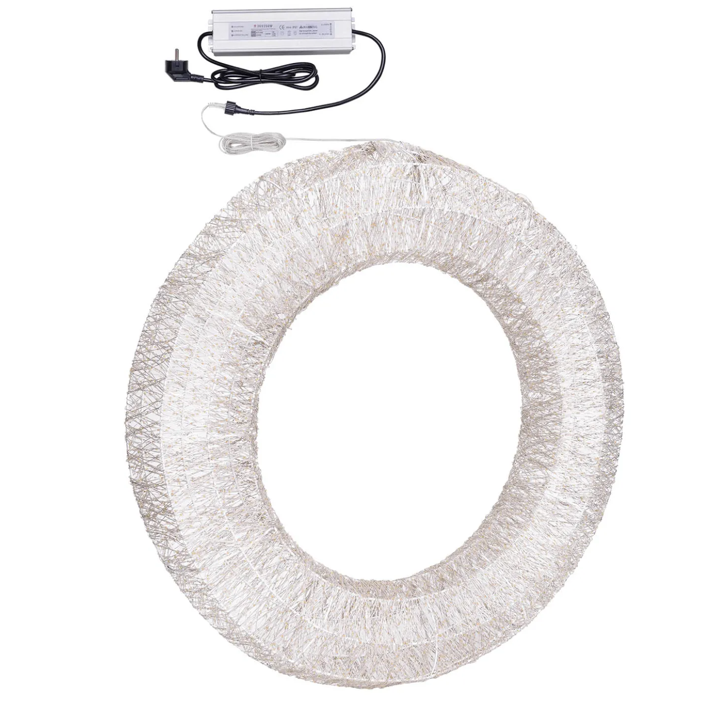 Corona Bianca 3D Ø 110 cm, microled bianco caldo e RGB, uso interno