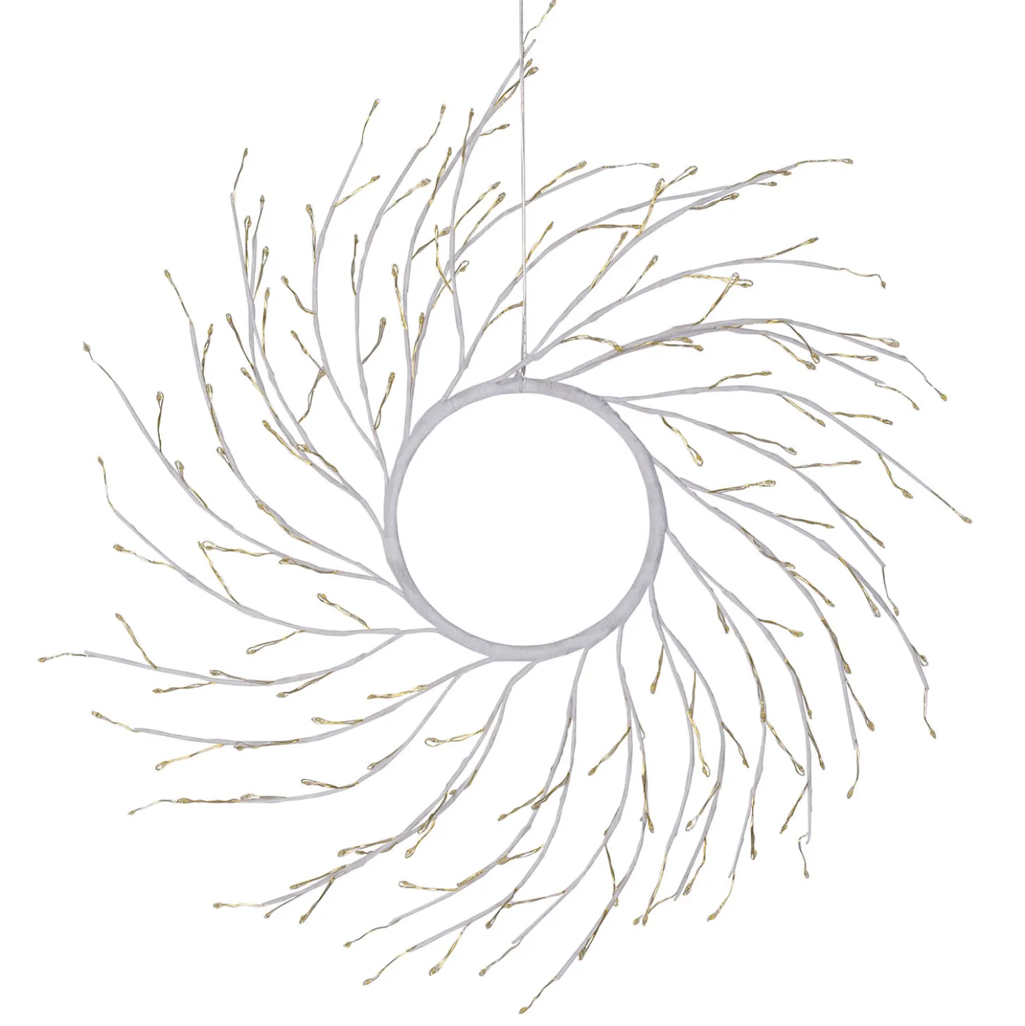 Corona Ramo Tiglio bianco Ø 45 cm, 160 microled bianco caldo, uso interno