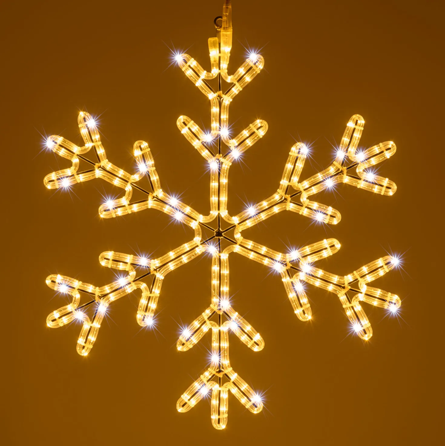 Cristallo di neve in tubo luminoso, 68 x 68 cm, 253 led bianco caldo e bianco freddo
