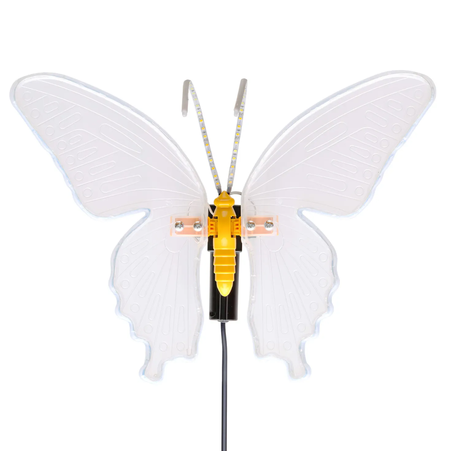 Farfalla in tubo ultraluminoso, 40 cm, 244 led bianco caldo, con movimento ali