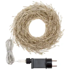 Festone di Luce argento 20 m, 1600 microled bianco caldo