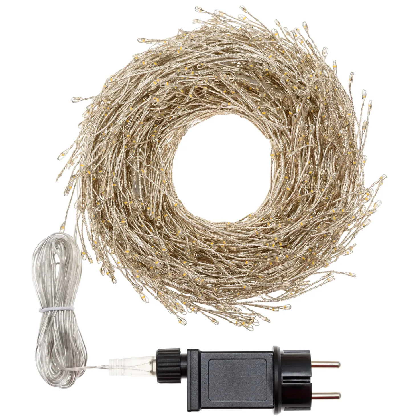 Festone di Luce argento 10 m, 800 microled bianco caldo