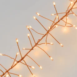 Festone di Luce rame 10 m, 800 microled bianco extra caldo e bianco caldo