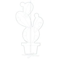 Fico d'India con vaso in tubo led effetto neon, 156 cm