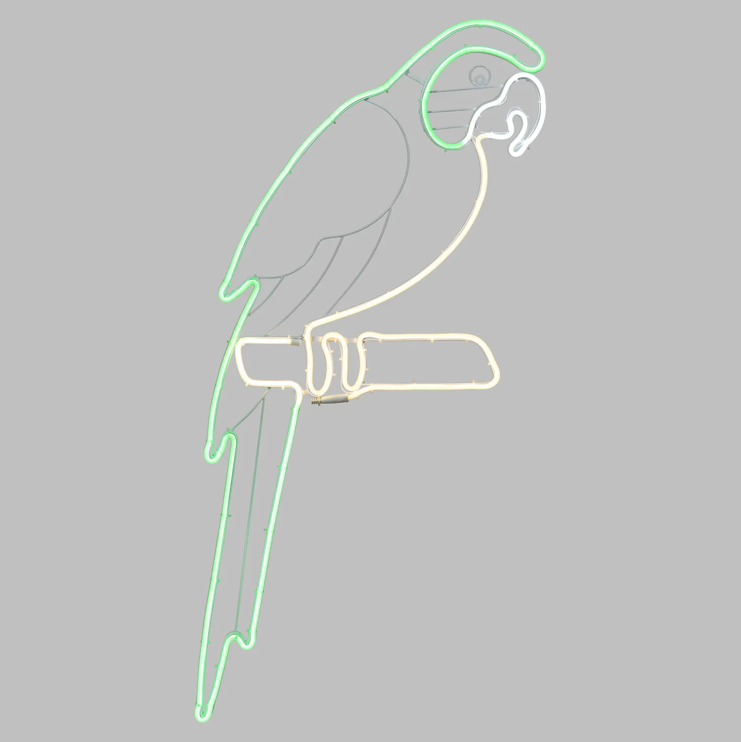 Figura Pappagallo lato sinistro, tubo effetto neon, 120 cm, 480 led verde e bianco caldo