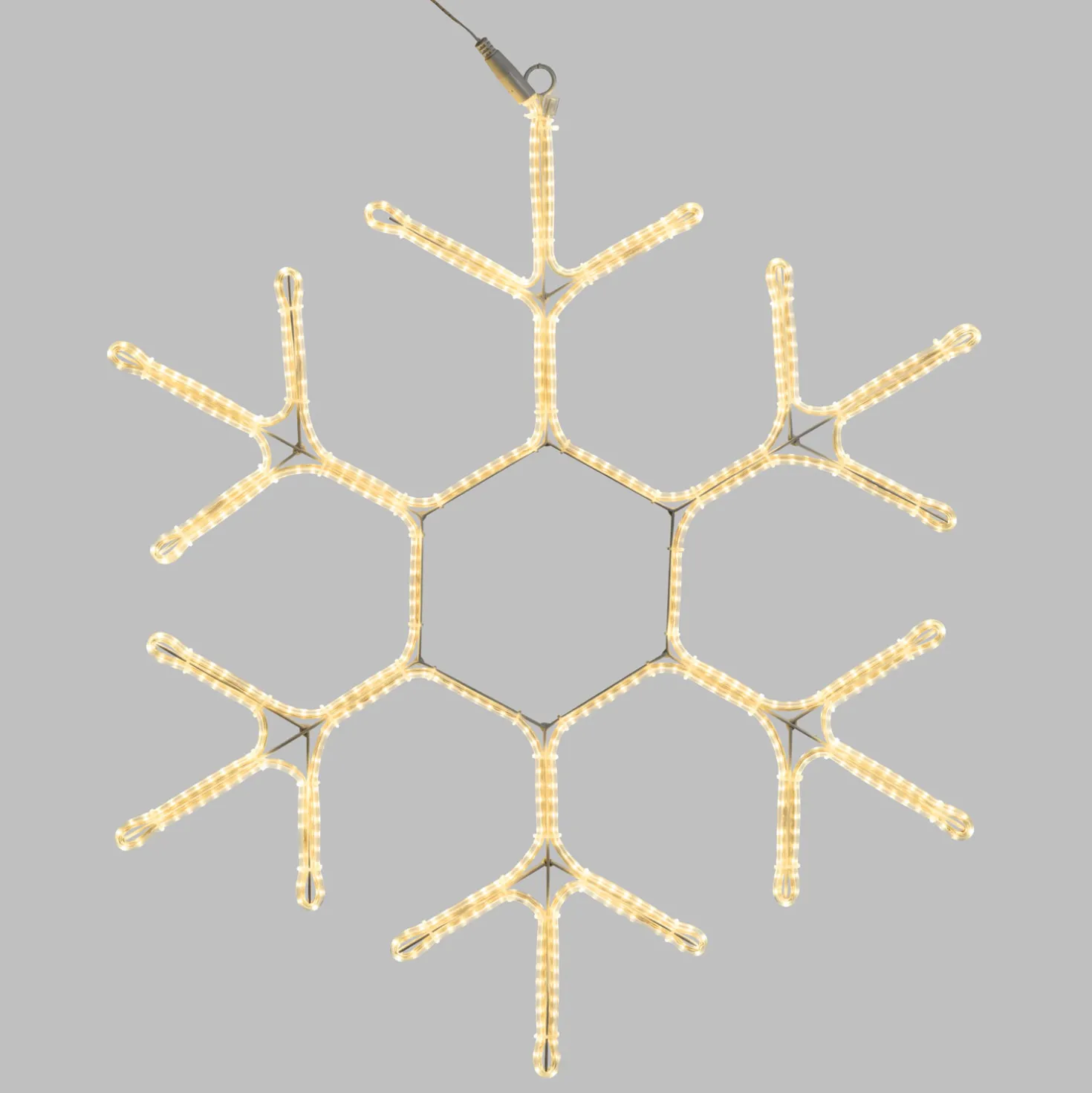 Fiocco di neve in tubo ultraluminoso 70 x 67 cm, led bianco caldo