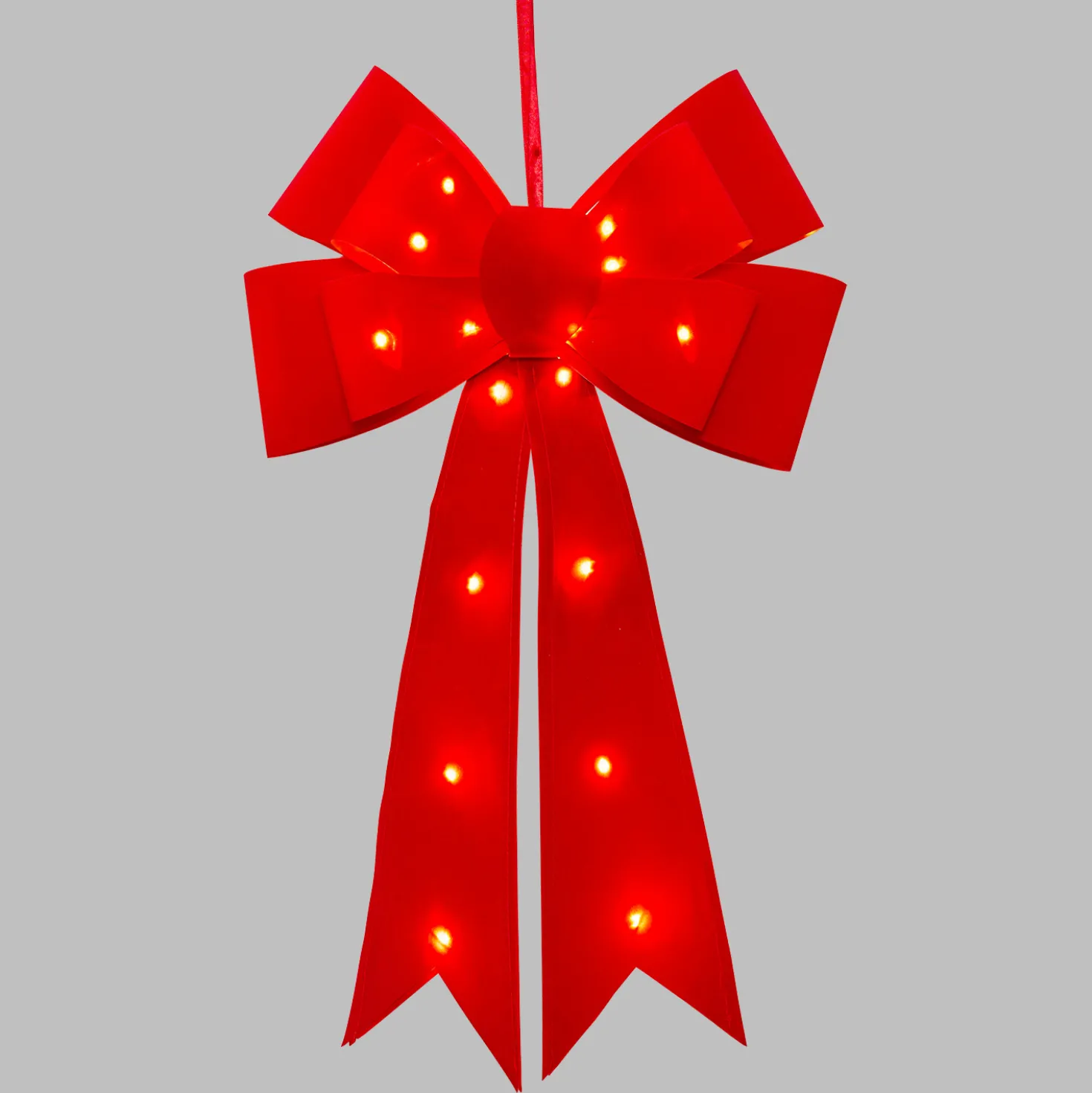 Fiocco Rosso effetto Velluto, h 60 cm, 24 MicroLED bianco caldo