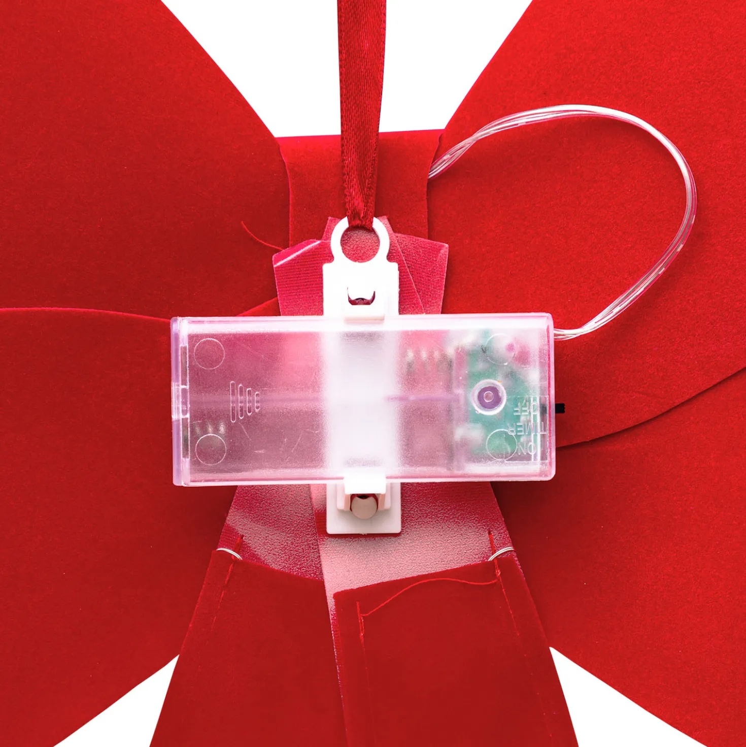 Fiocco Rosso effetto Velluto, h 60 cm, 24 MicroLED bianco caldo