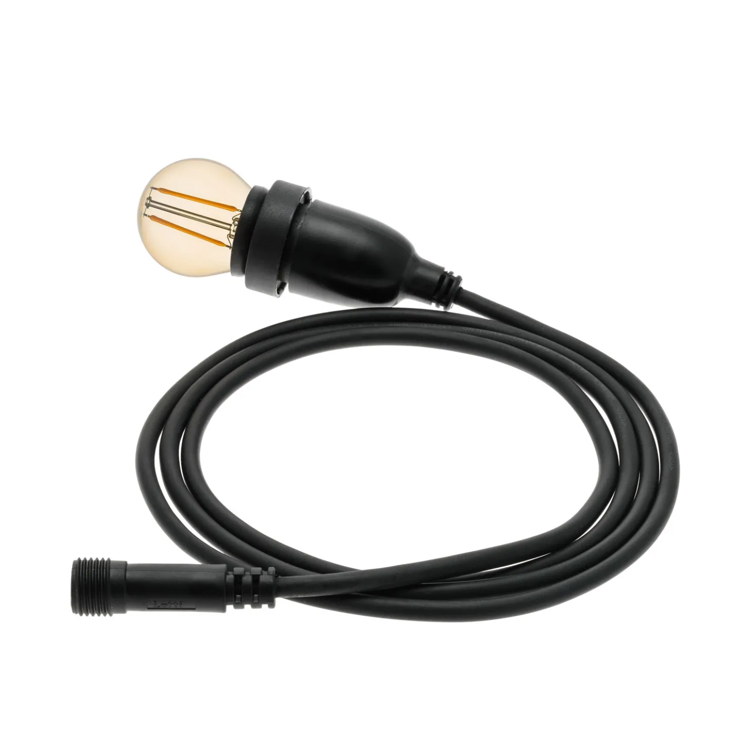 Lampadina da 2 Watt a globo Ø 45 mm a sospensione, 1 metro di cavo nero