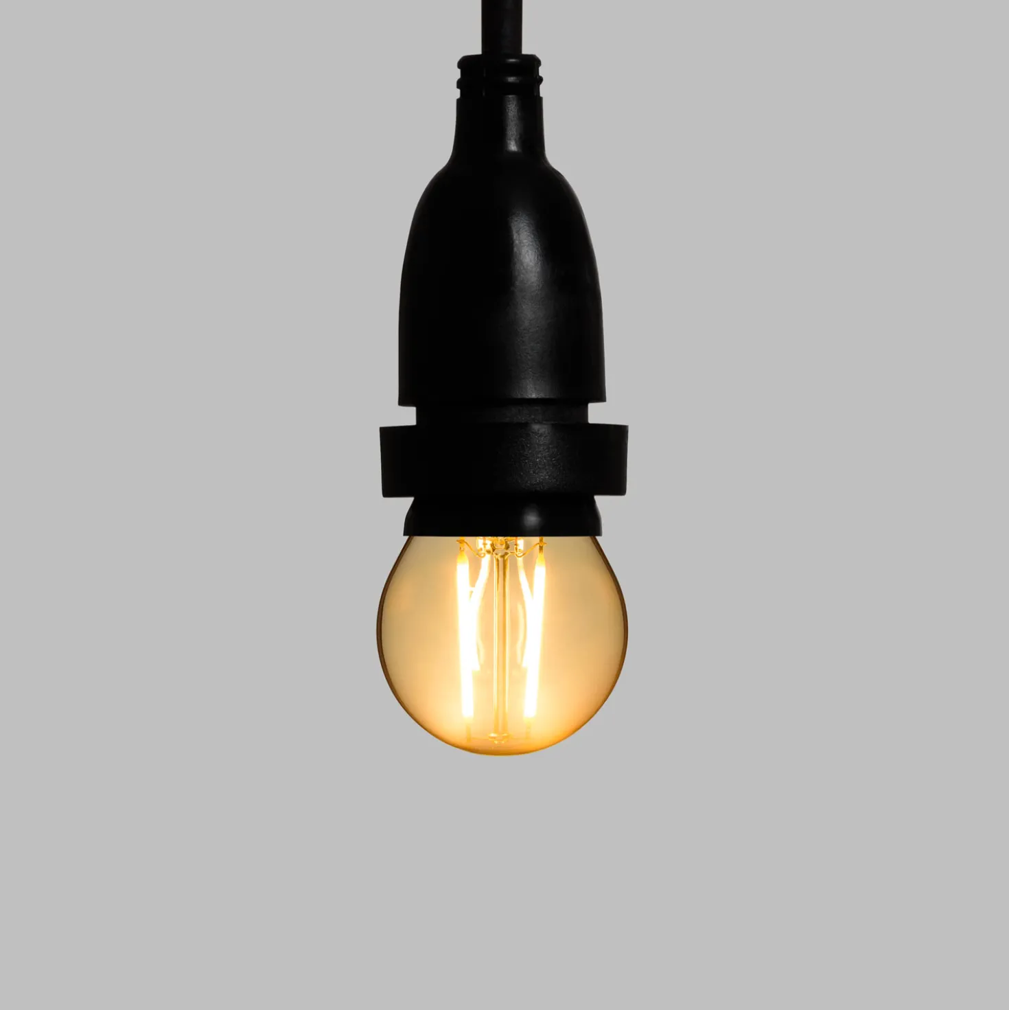 Lampadina da 2 Watt a globo Ø 45 mm a sospensione, 1 metro di cavo nero