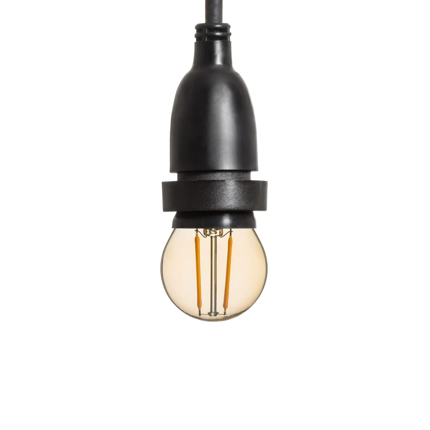 Lampadina da 2 Watt a globo Ø 45 mm a sospensione, 2 metri di cavo nero