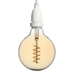 Lampadina da 4 Watt globo Ø 125 mm a sospensione, led a spirale, 4 metri di cavo bianco