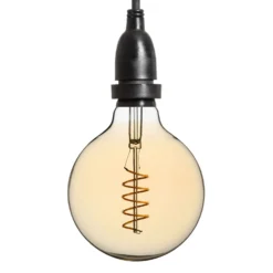 Lampadina da 4 Watt globo Ø 125 mm a sospensione, led a spirale, 3 metri di cavo nero