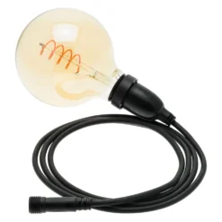 Lampadina da 4 Watt globo Ø 125 mm a sospensione, led a spirale, 3 metri di cavo nero
